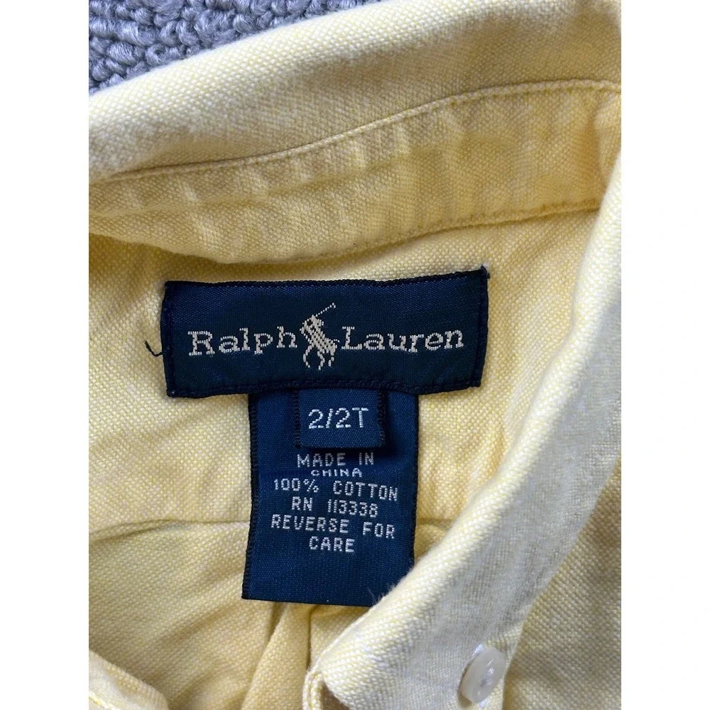 Ralph Lauren Oxford L/S Button-Down Shirt Kids 2/2T Yellow Cotton Special Event